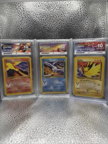 Moltres,Articuno,Zapdos 21,22,23 Black Star Promo 2000 Ace 10 Sequential