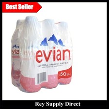 Image of Pack of 6 Evian 500ml Natural Mineral Water Bottles for Wellness On-the-Go