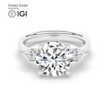Round Diamond Trilogy Ring Platinum Labgrown 3.50 Ct Solitaire