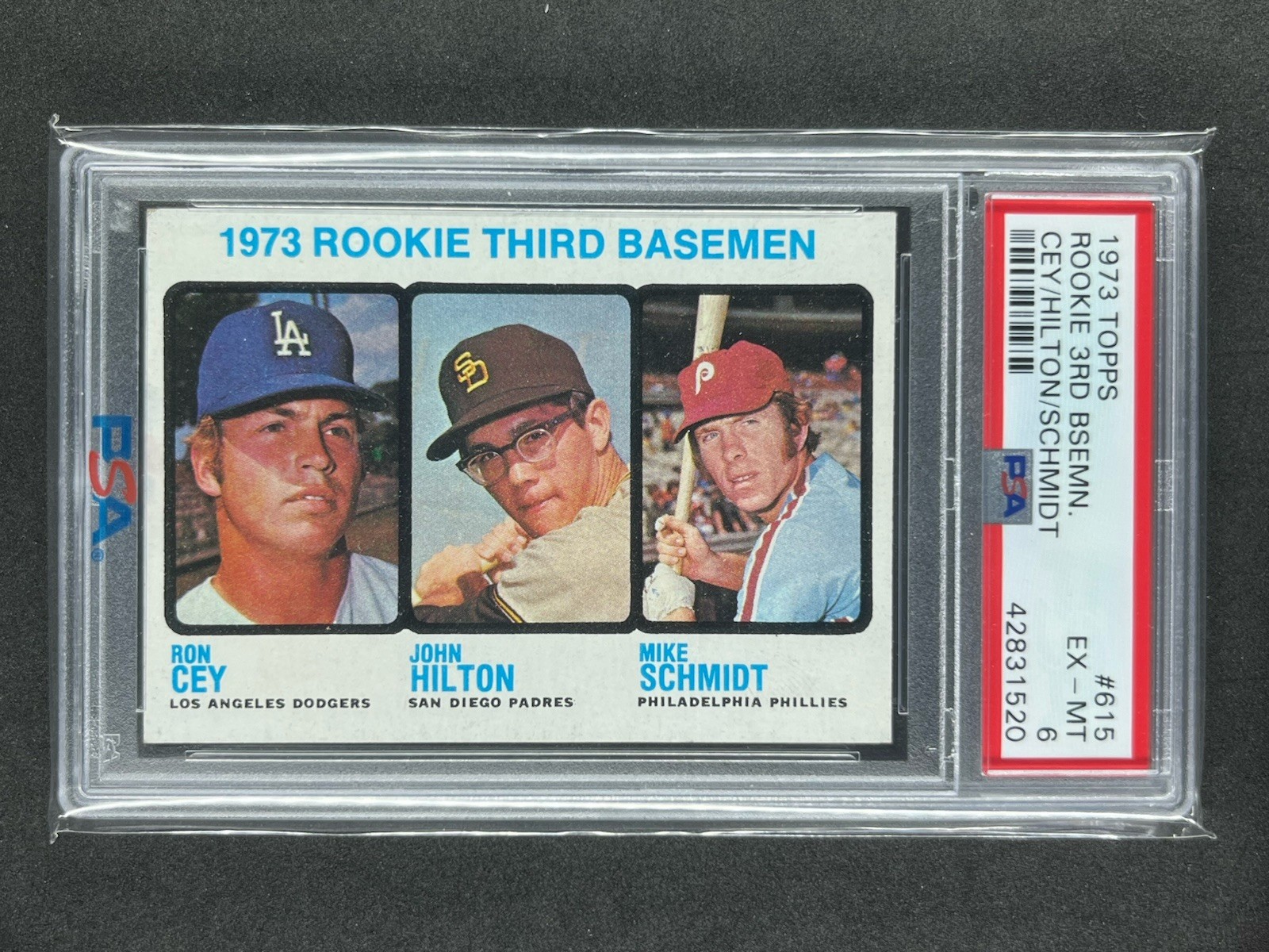 1973 Topps #615 Mike Schmidt Ron Cey (RC) Rookie 3rd Baseman PSA 6 Fresh Slab