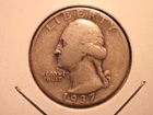 1937S WASHINGTON QUARTER, SILVER, FREE SHIPPING (#541D)