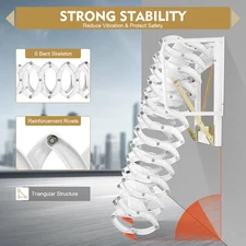 10ft Attic Ladder Folding Loft Ladder 12 Steps Stair Pull Down Ladder Wall-Mount