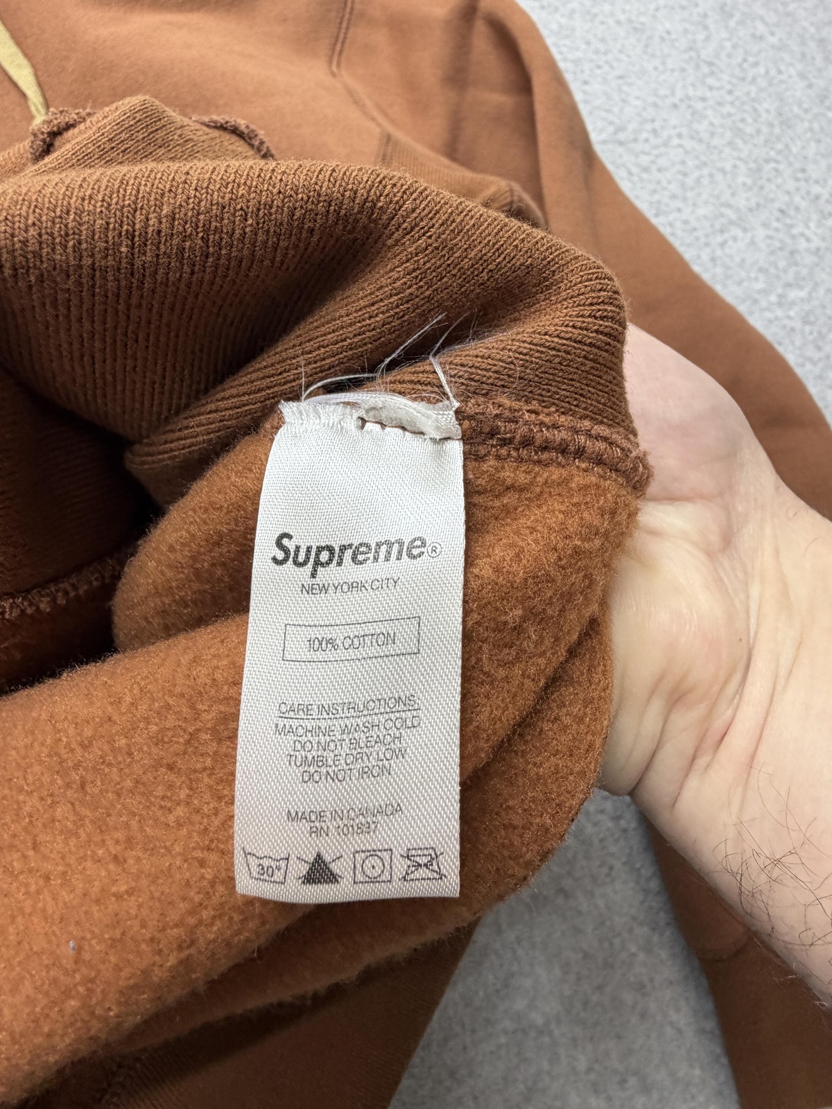 Supreme Hoodie Mens Medium Brown Blue Box Logo Fleece Pullover Sweatshirt thumbnail 11