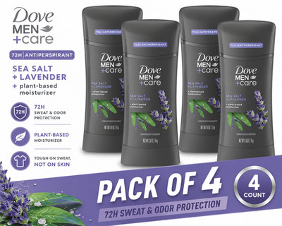 4 PACK Dove Men+Care Antiperspirant Deodorant Stick Sea Salt Lavender 2.6 Oz NEW