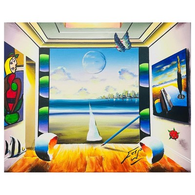 Ferjo ''Dali & Picasso Enjoy City Views'' Hand Signed Original Painting on Canvas