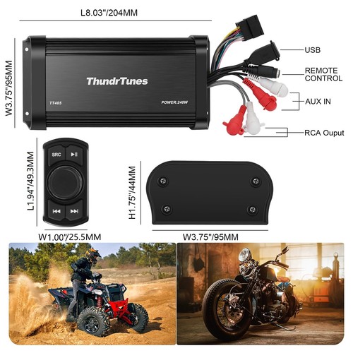 Bluetooth Marine Amplifier 60W x 4 Channel - Class D Full Range Powersport Am... - Picture 4 of 5