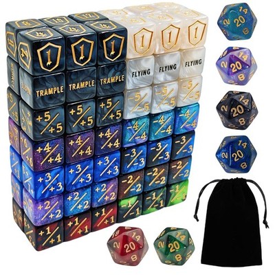 90 PCS Counter Dice Set for MTG & TCG - Life & Stat Buffs, D6 Dice