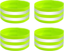 4 PCS High Visibility Reflective Armbands, Elastic Reflective Arm Band and Ankle