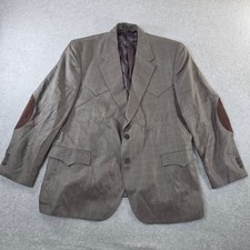 Circle S Mens Western Blazer Brown Textured Sport Coat Elbow Patches Paisley