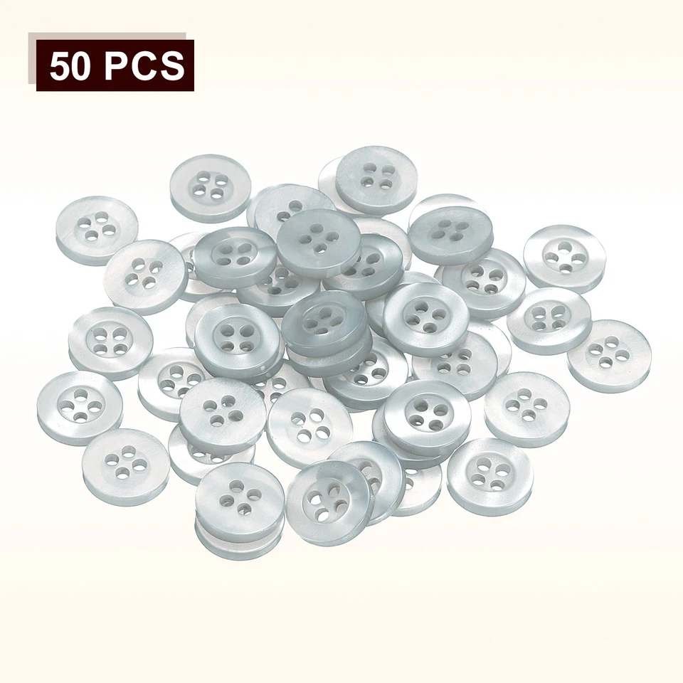 Botón de costura 50 piezas 11,5 mm 4 agujeros resina redondos botones artesanales, gris Foto 3 de 4