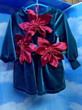 GREEN VELVET XMAS PARTY DRESS  FOR 12MO BABY