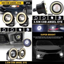3.5 Inch Cob Led Fog Light Projector Car Eyes Angel Halo Ring Drl Lamp Pair New