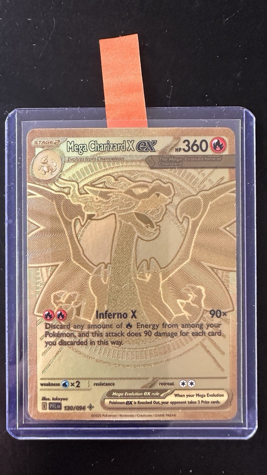 Pokémon Karte Mega Charizard X EX Gold 130/094