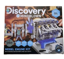 Discovery Mindblown Model Engine Build Kit STEM Moving Parts, LED Lights NIB