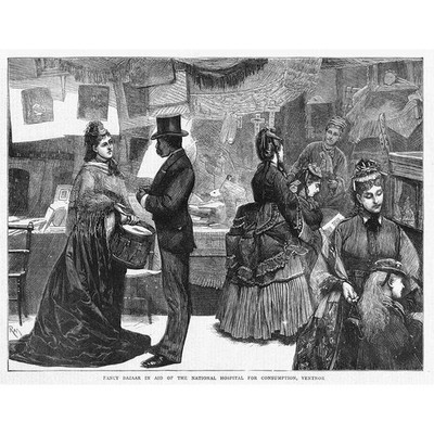 VENTNOR Ausgefallener Basar zugunsten des Nationalen Konsumkrankenhauses - Antikdruck 1871