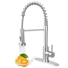 Kitchen Faucet with Pull Down Sprayer, Brushed Nickel Stainless Steel Single ...