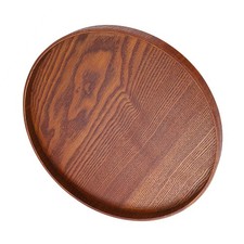 (30cm)Round Natural Wood Serving Tray Wooden Plate Tea Food Server Dishes HG