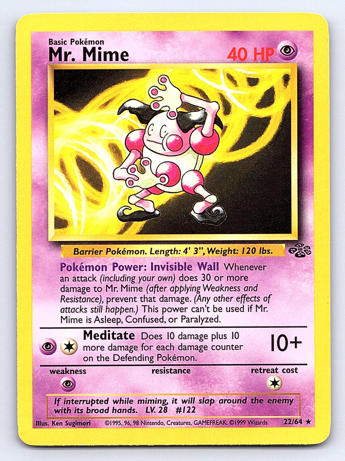 Mr. Mime 22/64 Rare Jungle Pokemon Unlimited Heavily Played