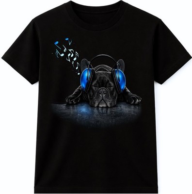 Hunde Kopfhörer T-Shirt Musikliebhaber lustig Haustier DJ Welpe Tier Geschenk Grafik T-Shirt