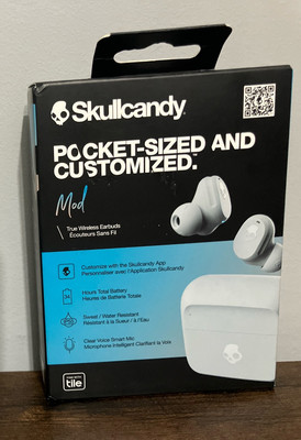 Skullcandy Mod True Wireless Earbuds W/ Clear Voice Smart Mic Color: Light Gray