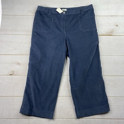 J Jill Pant Womens 16W Blue Fine Wale Corduroy Wide Leg Crop Minimalist NWT