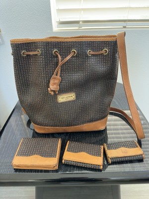 Ted Lapidus Vintage Embossed Leather Shoulder Bag Paris With 3 Wallets