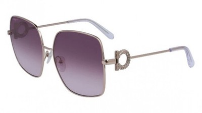 NEW Salvatore Ferragamo SF 243SR 691 Rose Gold Sunglasses with Purple Lenses