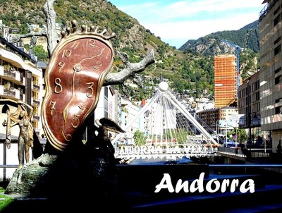 Kühlschrankmagnet Andorra   Dali Uhr Andorra la Vella   Pyrenäen Souvenir