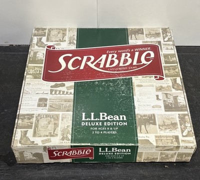 Scrabble LL Bean Deluxe Edition Rotating Board Box Wood Cabin Game Complete 2009