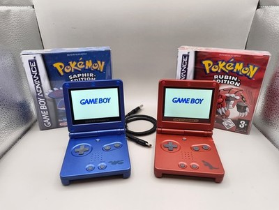 Nintendo Game Boy Advance SP IPS V5 LCD Groudon Edition mit USB-C Mod Handheld