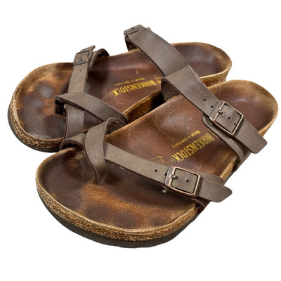 Birkenstock Mayari Brown Oiled Leather Sandals Womens Size EU 38 US 7 Toe Loop