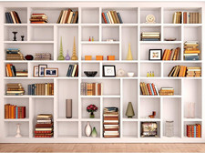 7X5Ft White Bookshelf Backdrop Bookcase Backdrop for Office Home Office Decora