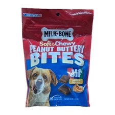 Milk-Bone Peanut Buttery Bites Soft Chewy Dog Treat Jif Peanut Butter 11.8oz NEW