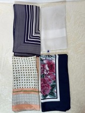Lot Of 4 Vintage Style 27  Square Scarves Floral Stripe Geometric Sheer