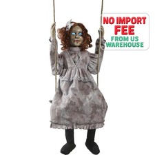 30"Animated Swinging Decrepit Doll Halloween Prop   Glowing Eyes, Sound  Motion