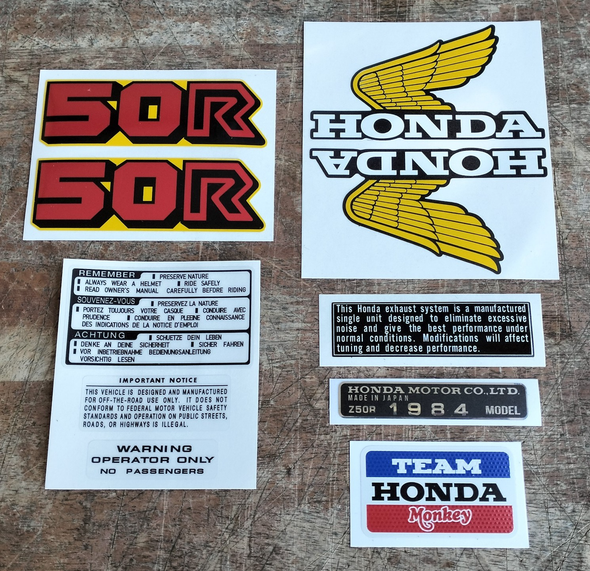 HONDA MONKEY Z50 Z50R 1984 GAS TANK SIDE STICKER DECAL GRAPHICS