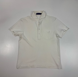 Camisa Polo Pequeña Etiqueta Púrpura Ralph Lauren Algodón Pima Off White Bolsillo
