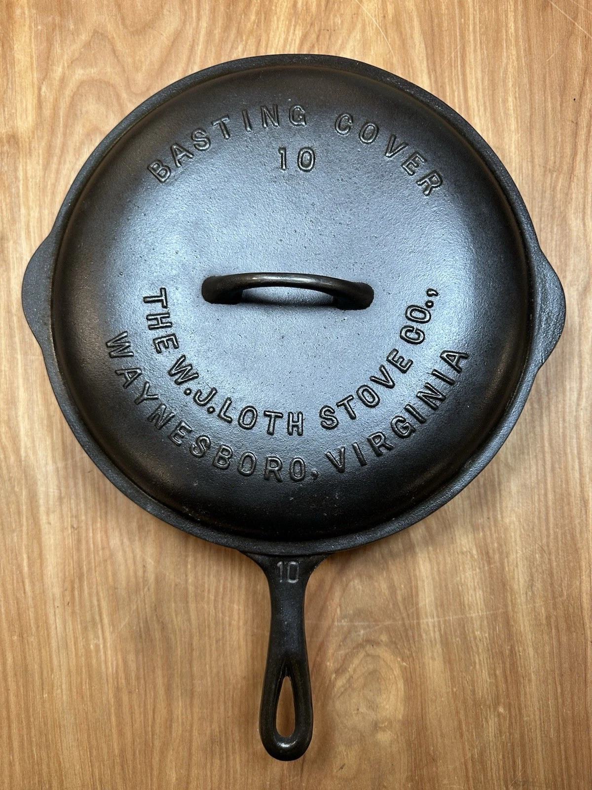 Vintage Loth’s Cast Iron #10 Skillet With Fully Marked #10 Lid Restored Seasoned