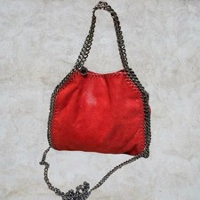 Stella McCartney Falabella Mini Tote Bag Chain Shoulder Vegan Leather Red Used
