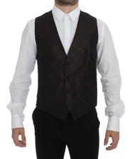 Dolce&Gabbana Men Black Waistcoat Wool Adjustable Classic Formal Vest Sz IT 48 M