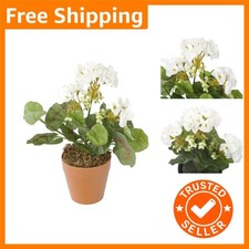 Charming 24cm White Fake Geranium Plant - All-Season Indoor/Outdoor Elegance