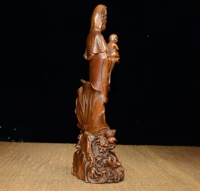 Vintage Wooden Statue Fertility Figurine Compassion Child Giving