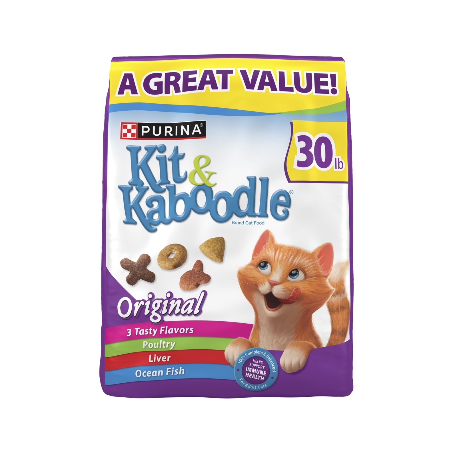 Premium 30lb Indoor Dry Cat Food with Chicken, Liver, Turkey & Oceanfish