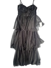 Lulus Captivating Class Tiered Ruffle Dress Extra Large Black Ruffle Formal NWT