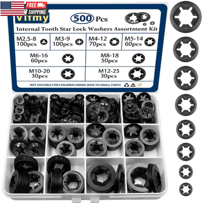 #ad 500PCS Internal Tooth Star Lock Washers M2.5 M3 M4 M5 M6 M8 M10 M12 Push Nuts A $17.99