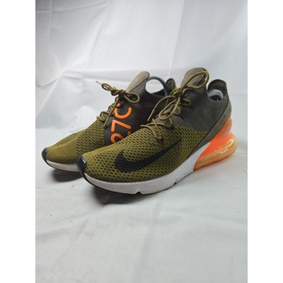 Nike Air Max 270 Flyknit Olive Flak Orange Shoes Men's 11.5 A01023-301