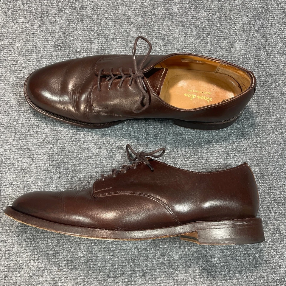 Zapatos Oxford Steven Alan Para Hombre Talla 10 Marrón Con Cordones Punta Redonda 14225 Foto 2 de 4