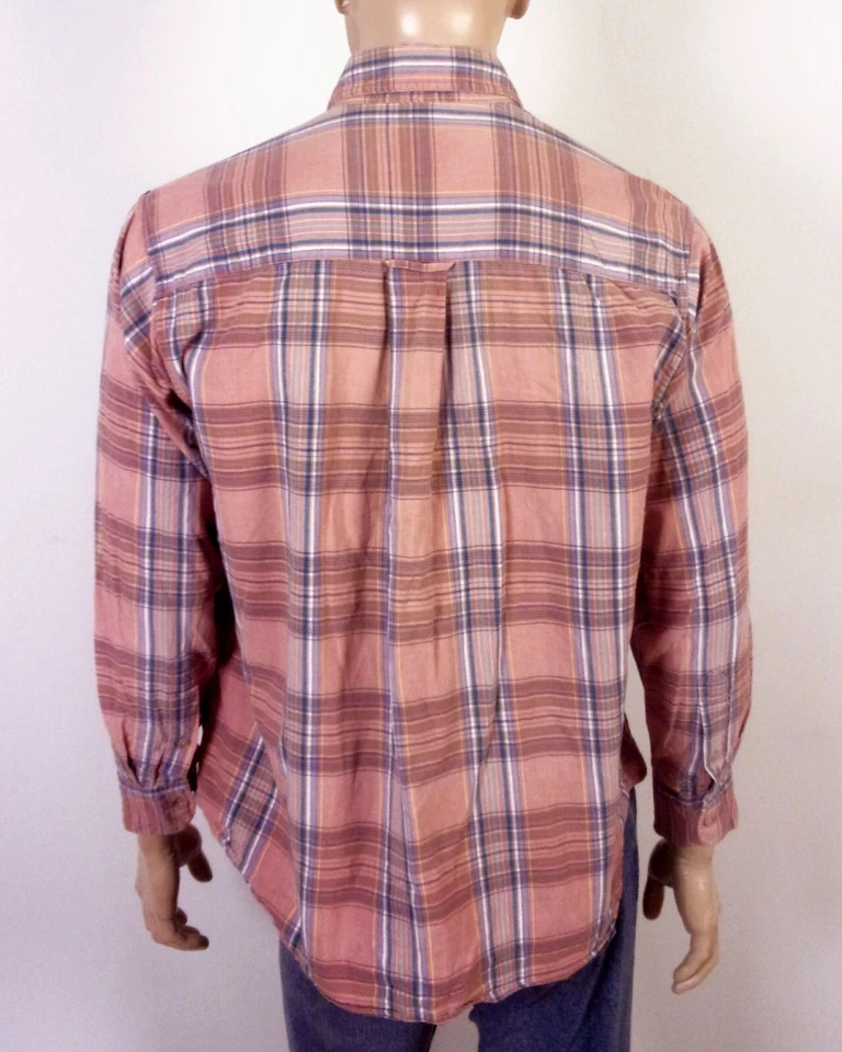 Camisa de franela a cuadros salmón vintage años 80 90 Boston Traders usada en excelente estado OCBD grunge L Foto 3 de 4