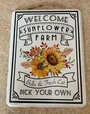 Welcome Sunflower Farm Metal Sign Hanging Decor 16  x12  