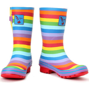 Evercreatures Uk Brand Rainbow Rubber Rain Boots Wellington Boot For Women Ebay